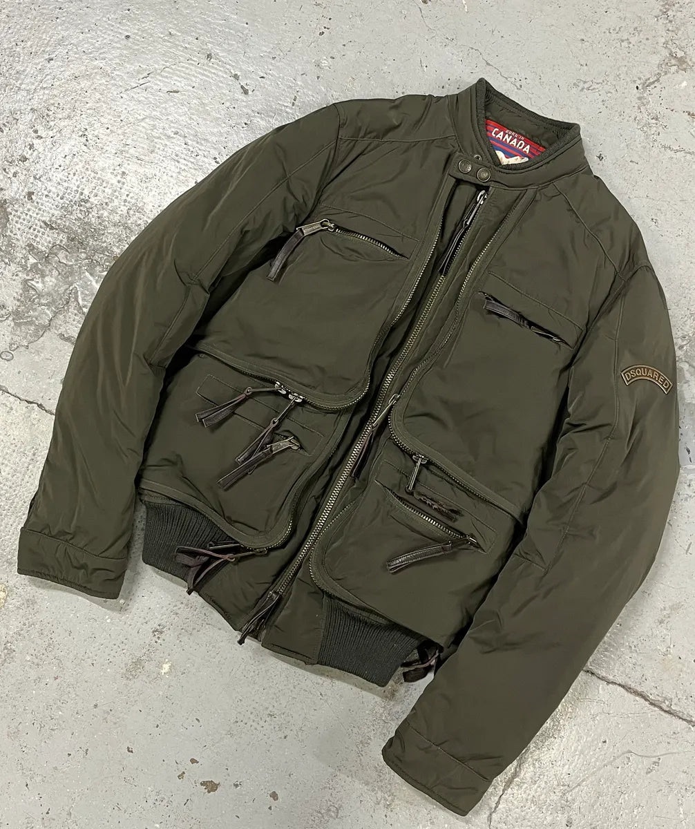 2000s Dsquared2 Green Cargo Bomber Puffer Jacket RHlOXTp 3