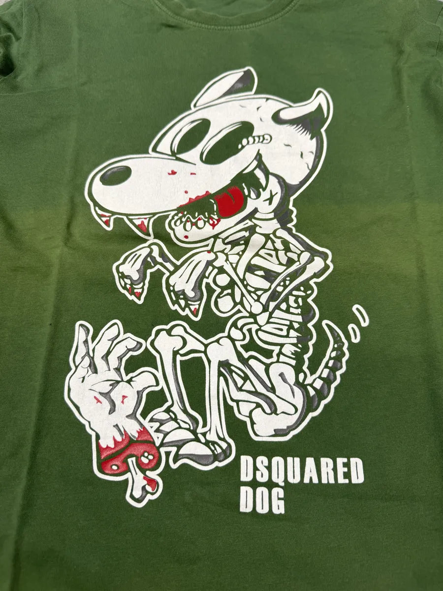 2000s DSquared2 Green Skeleton Dog T-Shirt mnhkHnC 5