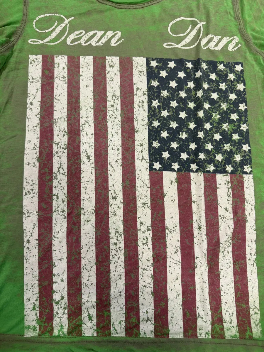 2000s Dsquared2 Green USA Flag Dean Dan T-Shirt LmOkcOP 5