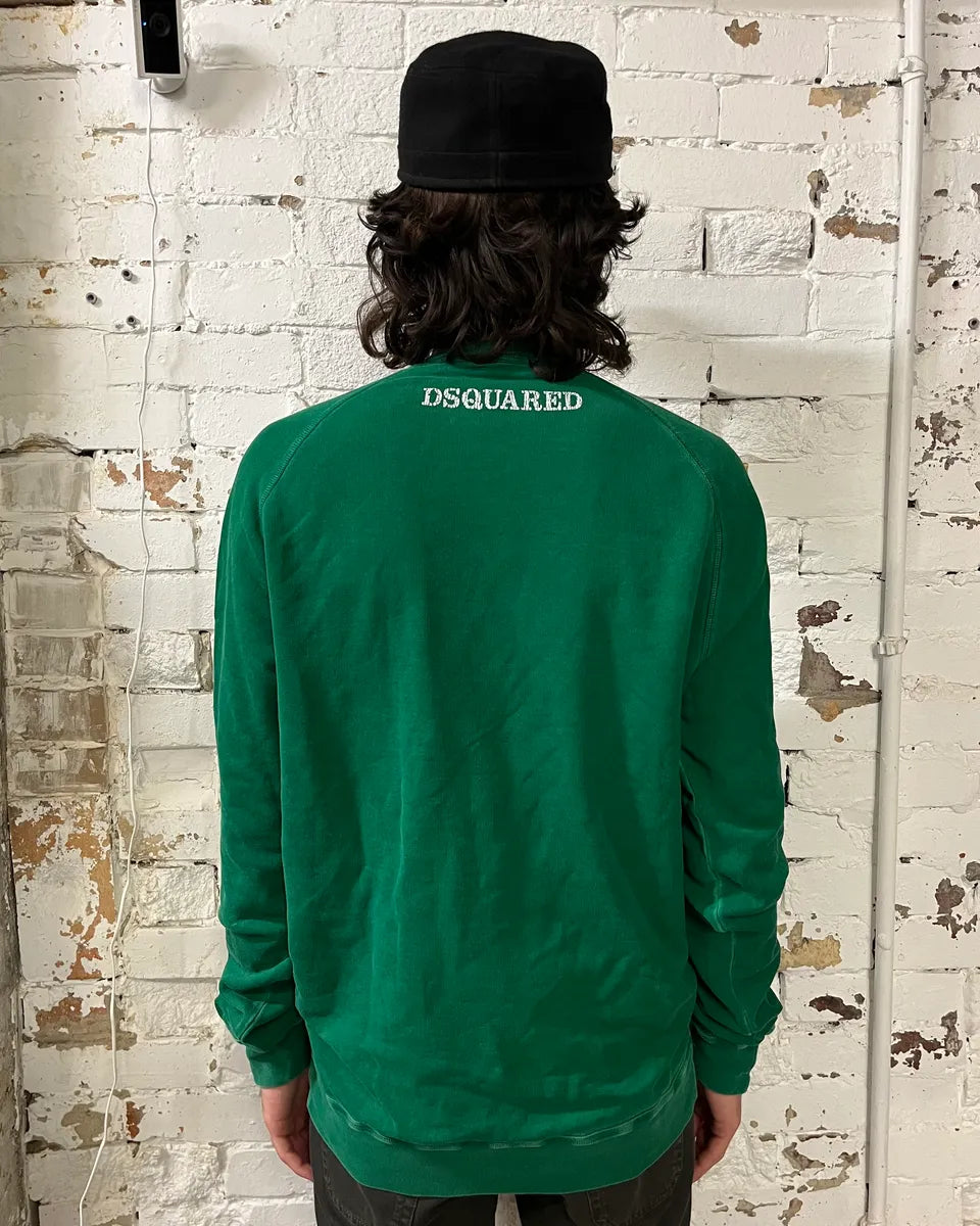 2000s Dsquared2 Green Washed Team Sweater PEctjaZ 2