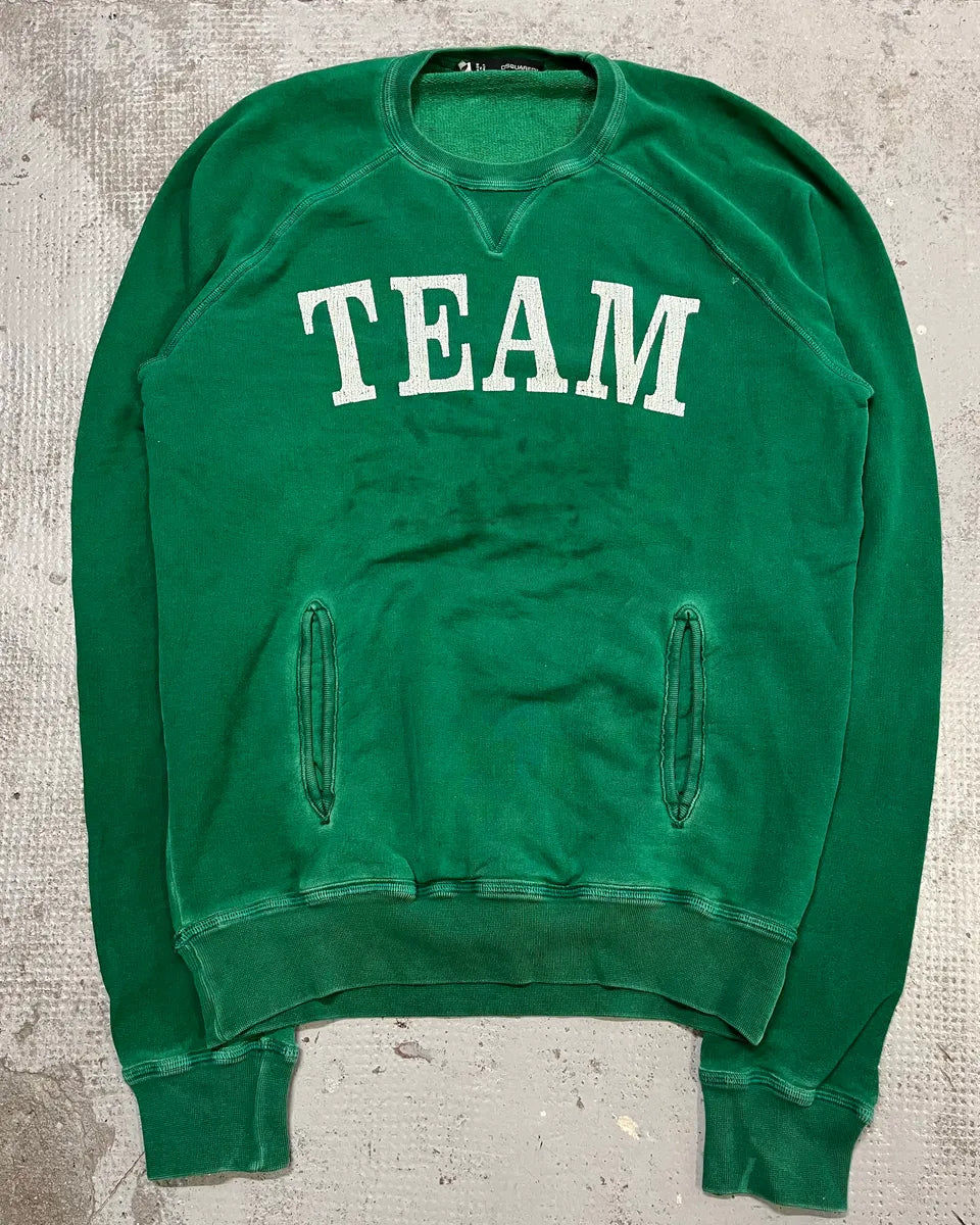 2000s Dsquared2 Green Washed Team Sweater PEctjaZ 3