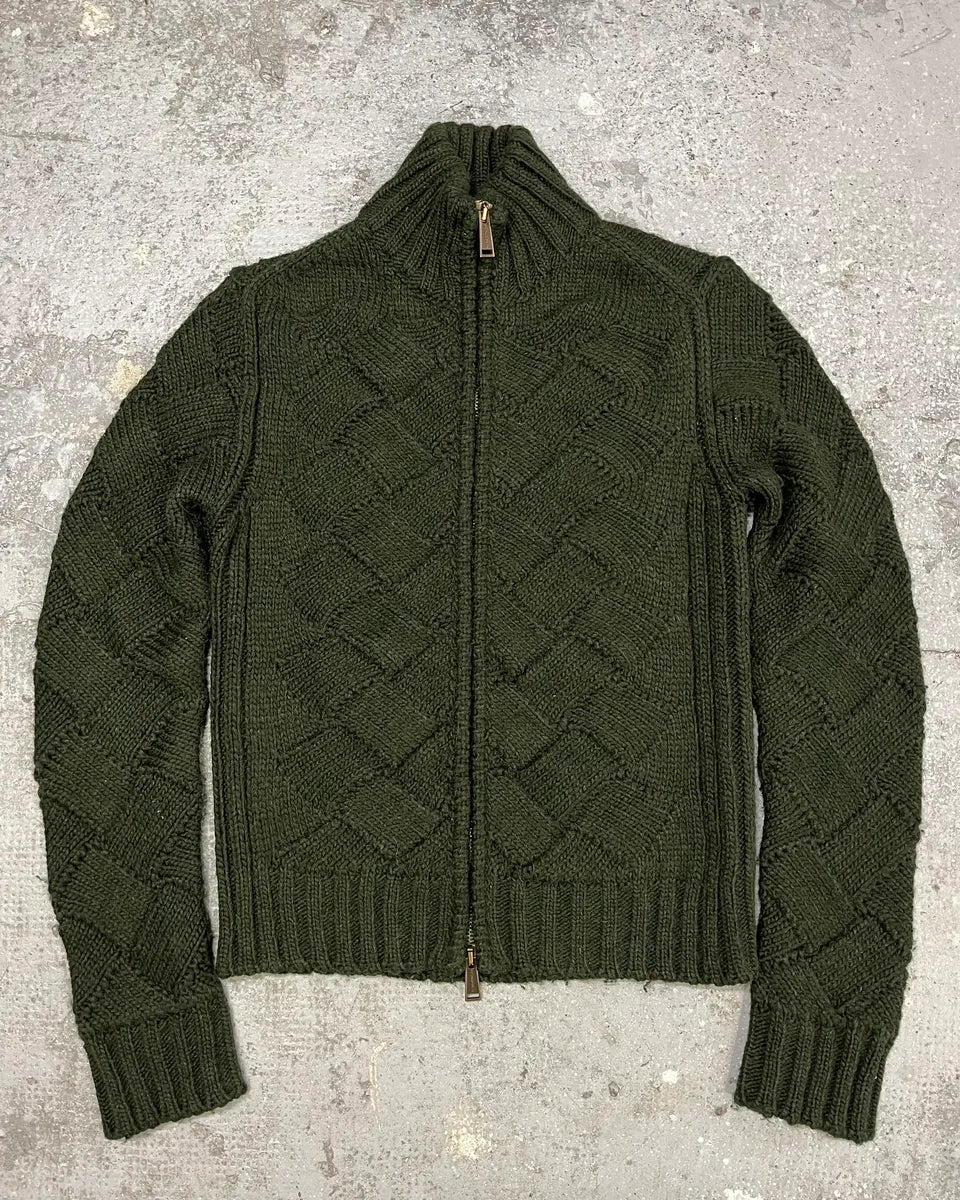 2000s Dsquared2 Green Woven Wool Zip-Up (S/M) 0
