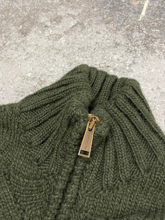 2000s Dsquared2 Green Woven Wool Zip-Up (S/M) 1