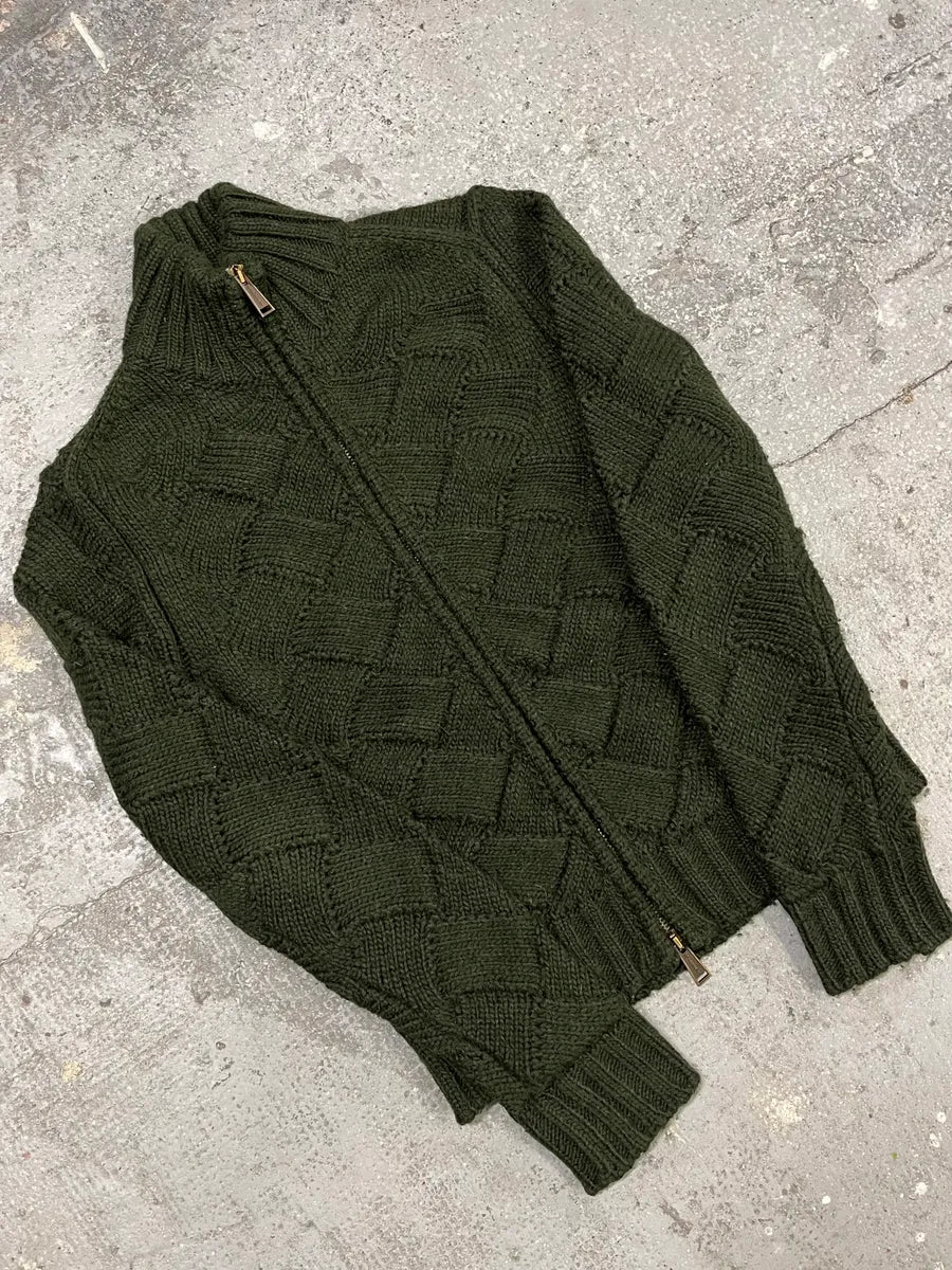 2000s Dsquared2 Green Woven Wool Zip-Up (S/M) 3