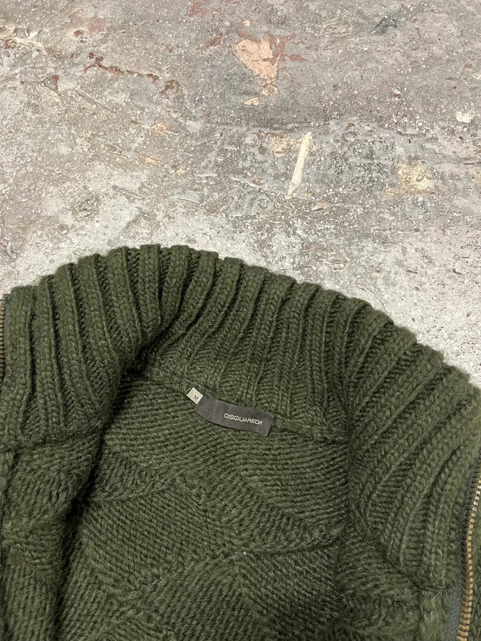 2000s Dsquared2 Green Woven Wool Zip-Up (S/M) 4