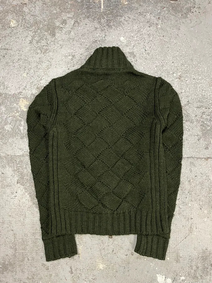 2000s Dsquared2 Green Woven Wool Zip-Up (S/M) 5