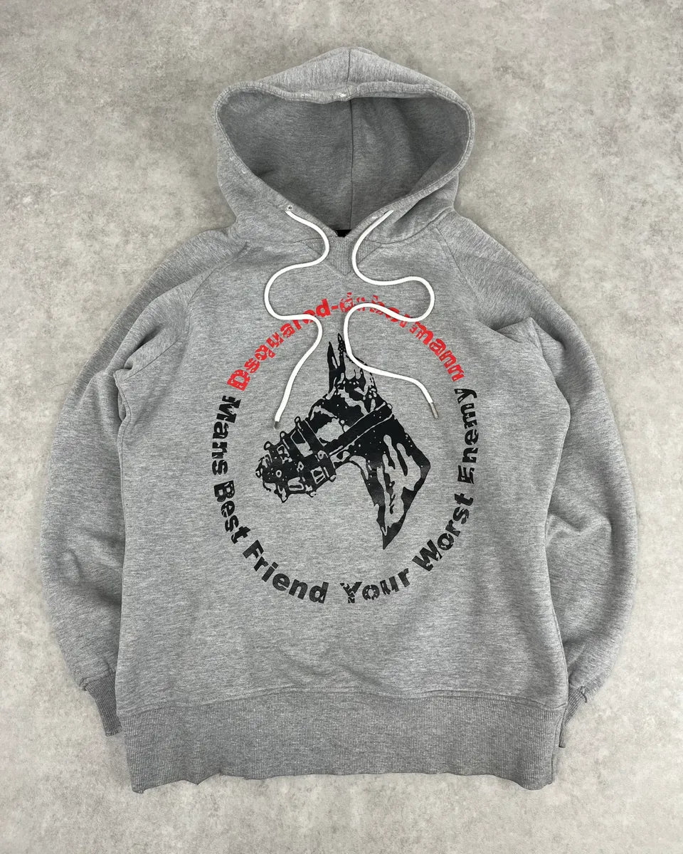 2000s Dsquared2 Grey Propaganda Hoodie jOMxqXp 0