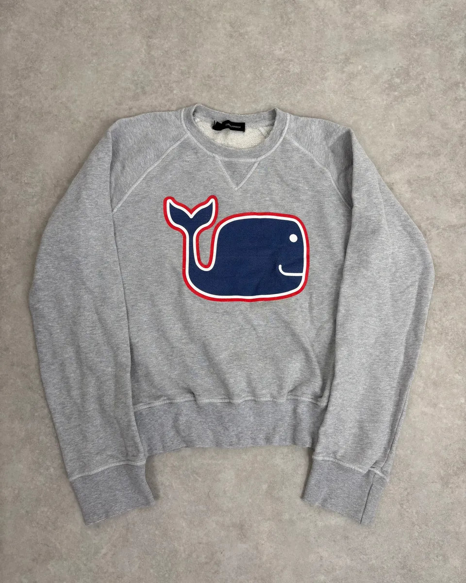 2000s Dsquared2 Grey Wale Crewneck Sweater kYVHdZt 0