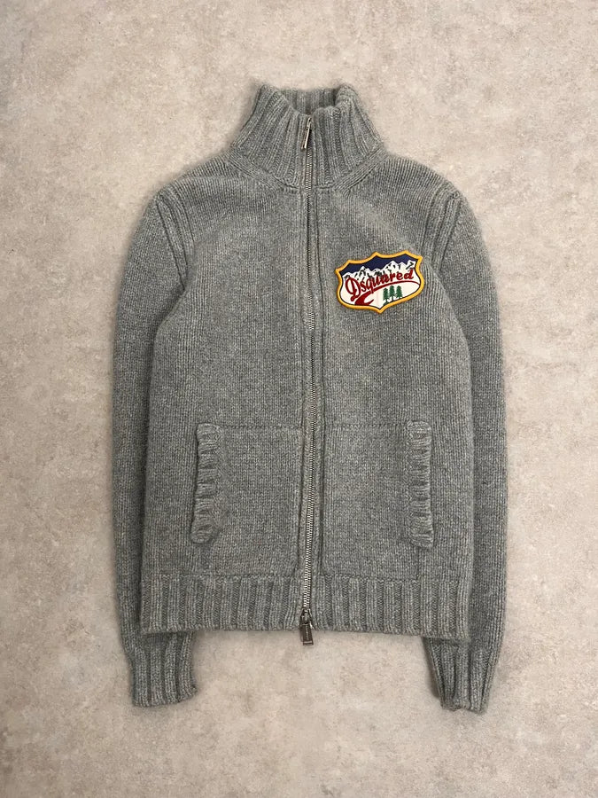 2000s Dsquared2 Grey Wool Zip-up Sweater WKAUnFH 0