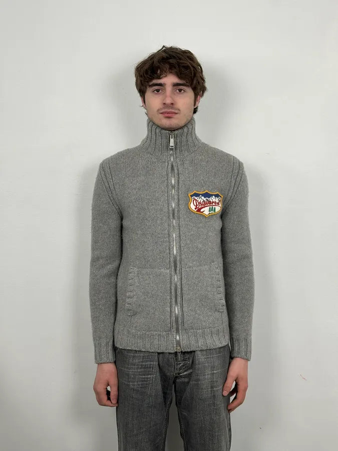 2000s Dsquared2 Grey Wool Zip-up Sweater WKAUnFH 1