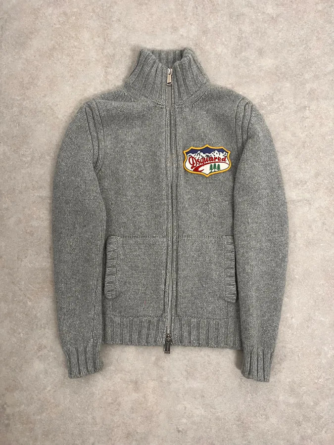 2000s Dsquared2 Grey Wool Zip-up Sweater WKAUnFH 3