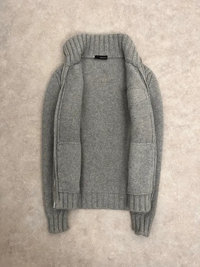 2000s Dsquared2 Grey Wool Zip-up Sweater WKAUnFH 8