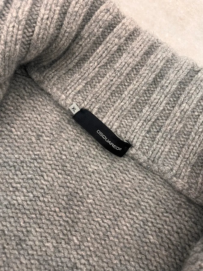 2000s Dsquared2 Grey Wool Zip-up Sweater WKAUnFH 9