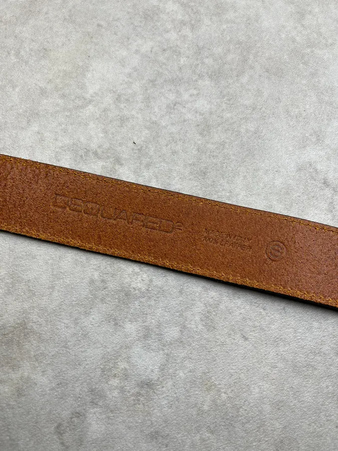 2000s Dsquared2 Hawaï Brown Floral Leather Belt mmKcpLL 10
