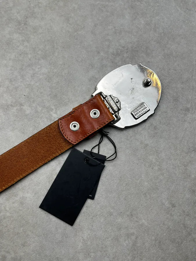 2000s Dsquared2 Hawaï Brown Floral Leather Belt mmKcpLL 8
