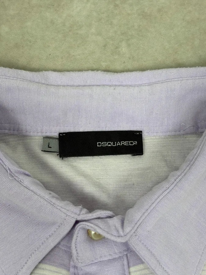 2000s Dsquared2 Lavender Striped Embroidered Polo xpviITp 7