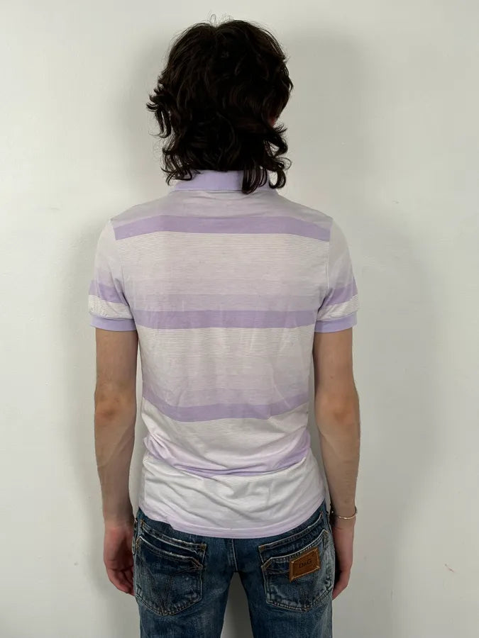 2000s Dsquared2 Lavender Striped Embroidered Polo xpviITp 2