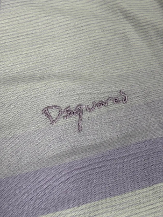 2000s Dsquared2 Lavender Striped Embroidered Polo xpviITp 6