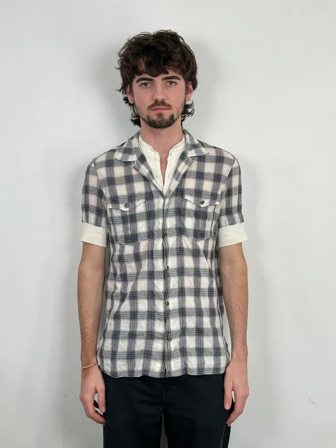 2000s Dsquared2 Layered Henley Checkered Shirt sBpWcjt 1