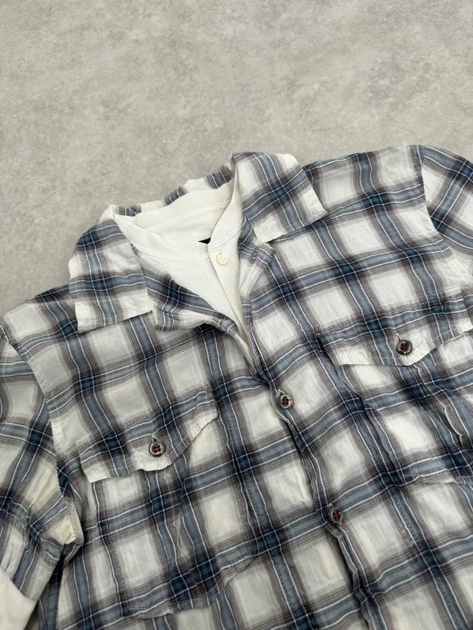 2000s Dsquared2 Layered Henley Checkered Shirt sBpWcjt 3