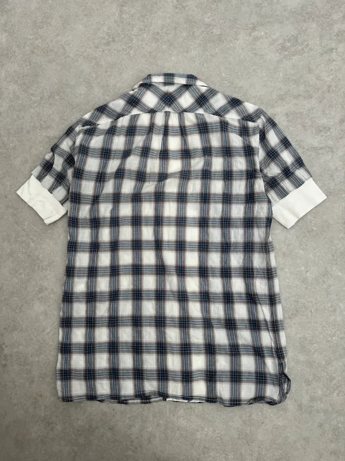 2000s Dsquared2 Layered Henley Checkered Shirt sBpWcjt 4
