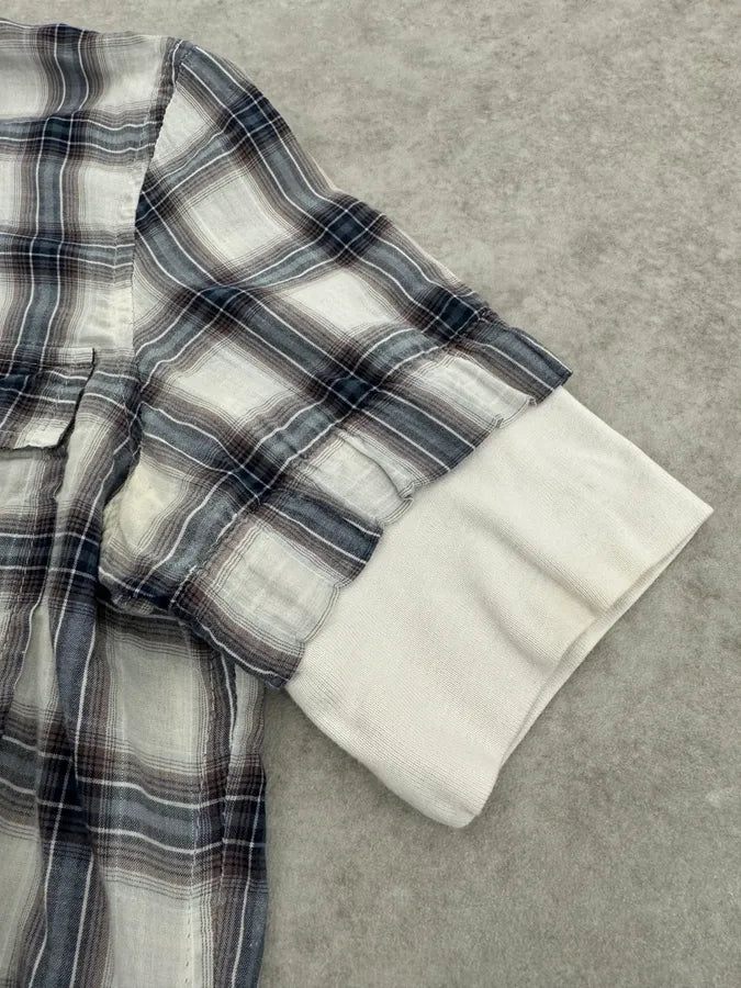 2000s Dsquared2 Layered Henley Checkered Shirt sBpWcjt 5