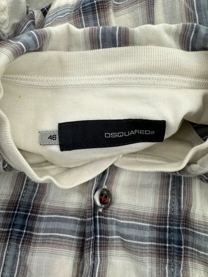 2000s Dsquared2 Layered Henley Checkered Shirt sBpWcjt 8