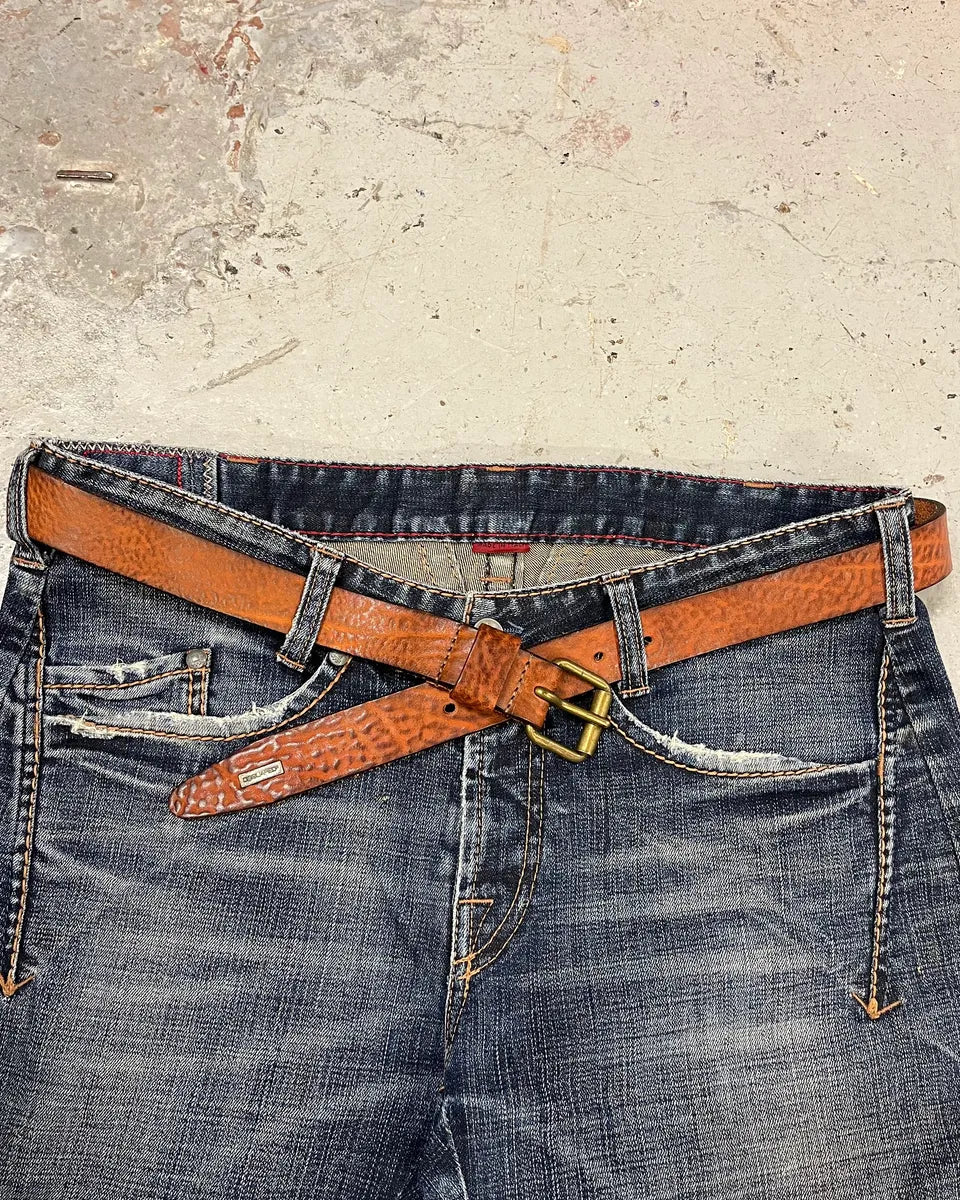 2000s Dsquared2 Leopard Brown Leather Belt SUvijtt 0