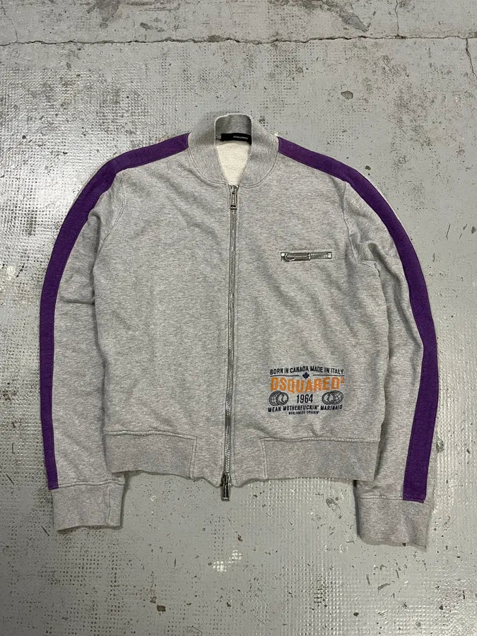 2000s Dsquared2 Logo Zip-Up Grey Purple Sweater CFumDGF 0