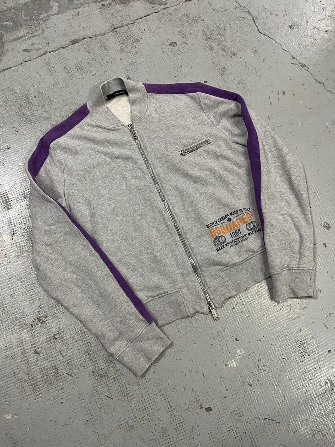 2000s Dsquared2 Logo Zip-Up Grey Purple Sweater CFumDGF 3