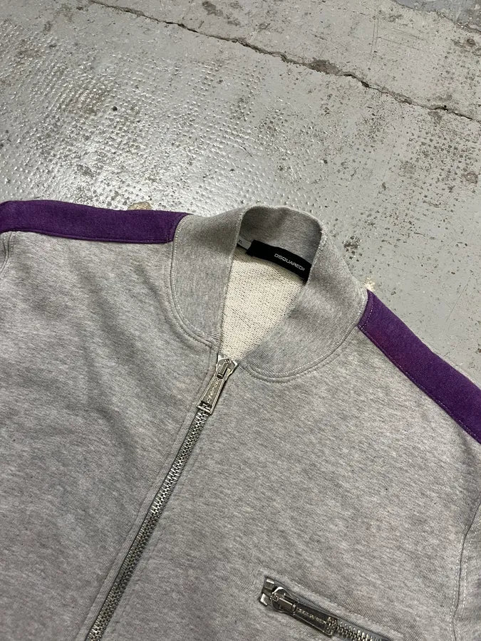 2000s Dsquared2 Logo Zip-Up Grey Purple Sweater CFumDGF 4