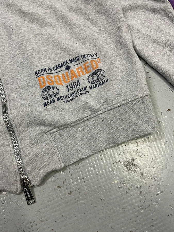 2000s Dsquared2 Logo Zip-Up Grey Purple Sweater CFumDGF 6
