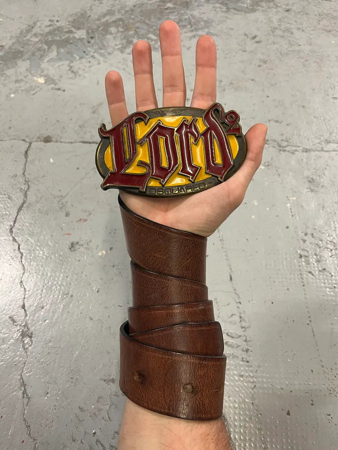 2000s Dsquared2 Lord Gothic Brown Leather Belt REPYxsq 0