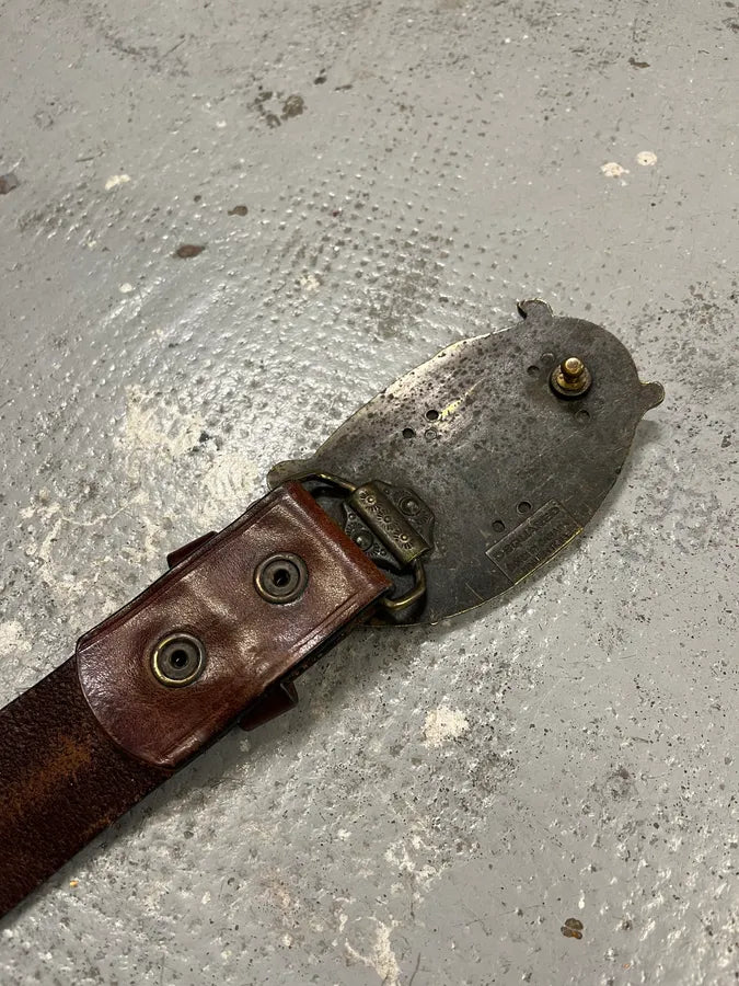 2000s Dsquared2 Lord Yellow Buckle Brown Leather Belt alDKqgh 7