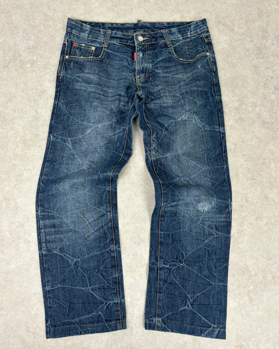 2000s Dsquared2 Navy Brut Denim Jeans XyZcNZf 0