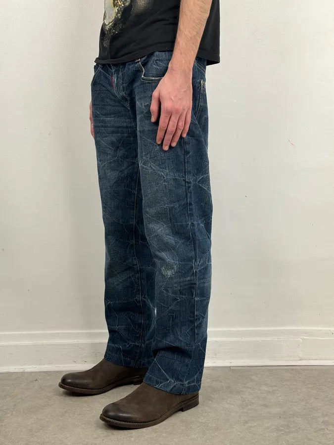 2000s Dsquared2 Navy Brut Denim Jeans XyZcNZf 2