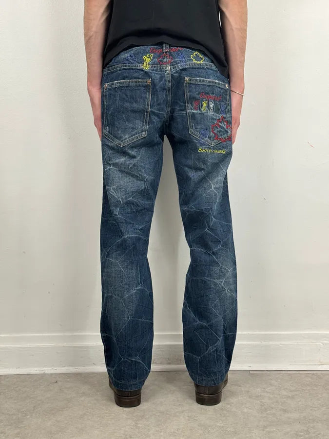 2000s Dsquared2 Navy Brut Denim Jeans XyZcNZf 3