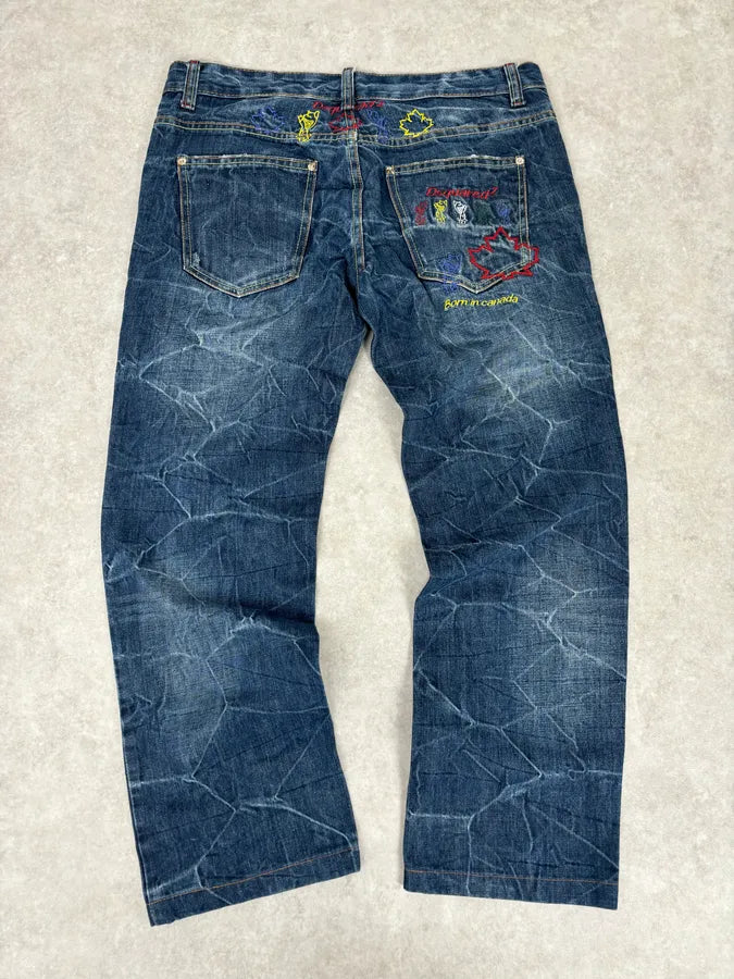 2000s Dsquared2 Navy Brut Denim Jeans XyZcNZf 5