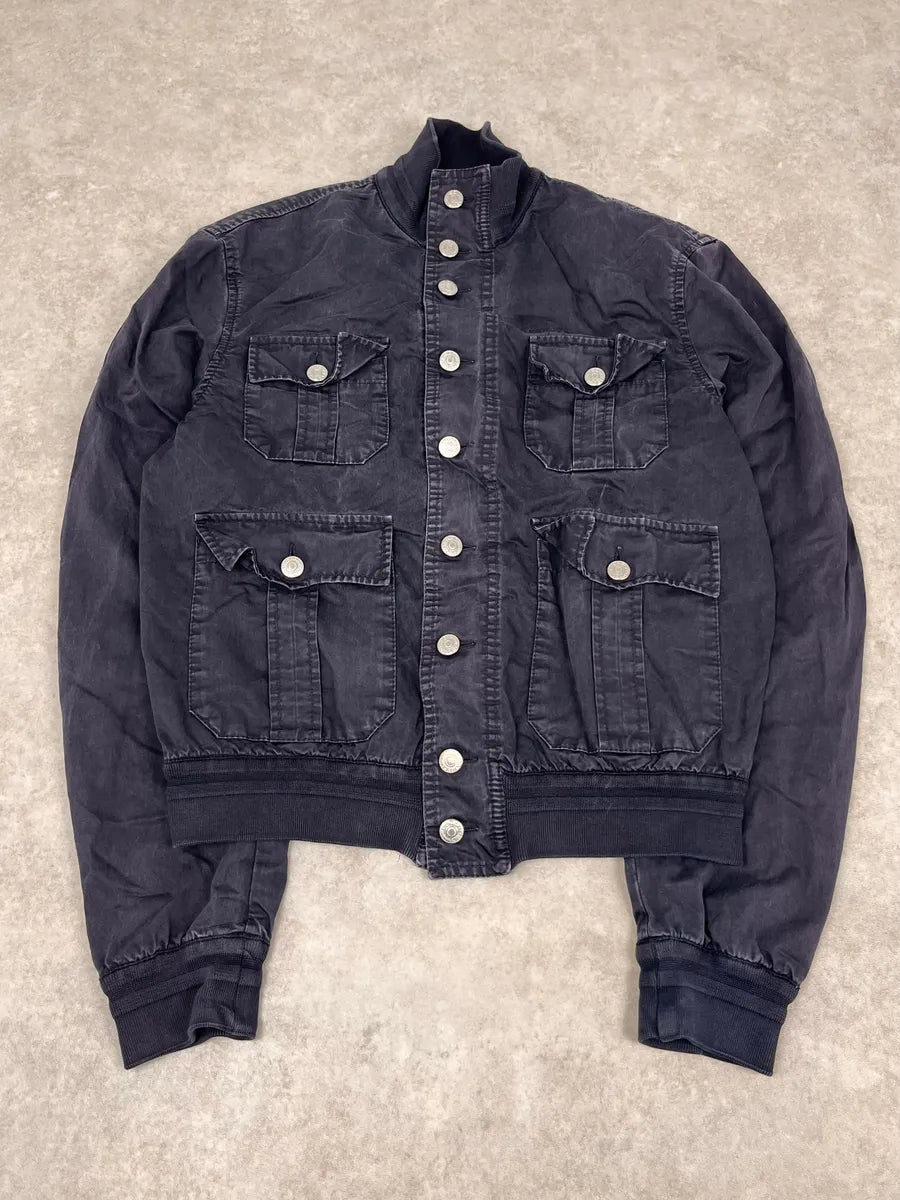 2000s Dsquared2 Navy Buttoned Denim Jacket MMfBrzU 0