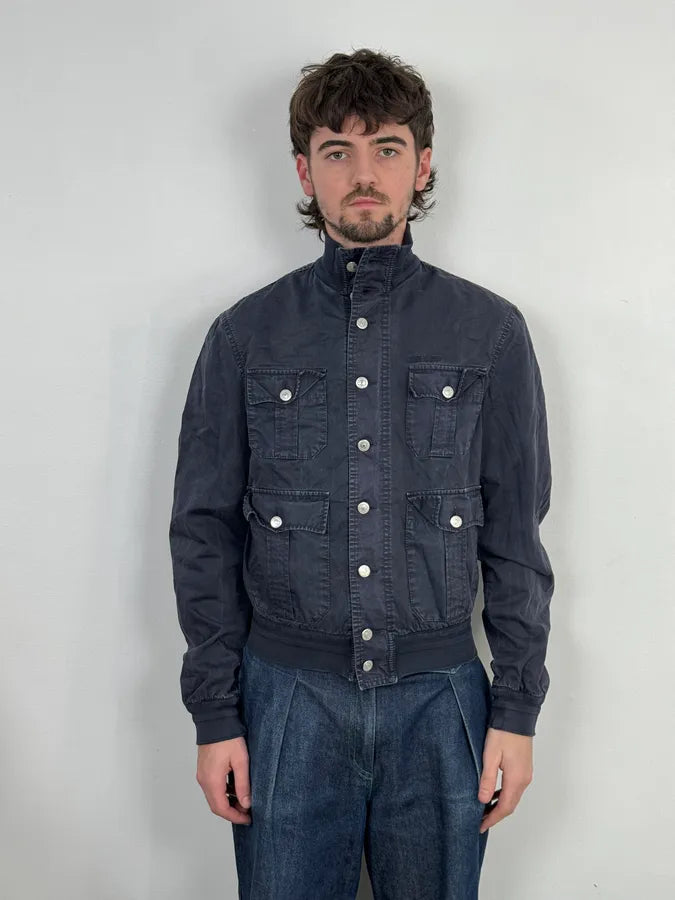 2000s Dsquared2 Navy Buttoned Denim Jacket MMfBrzU 1