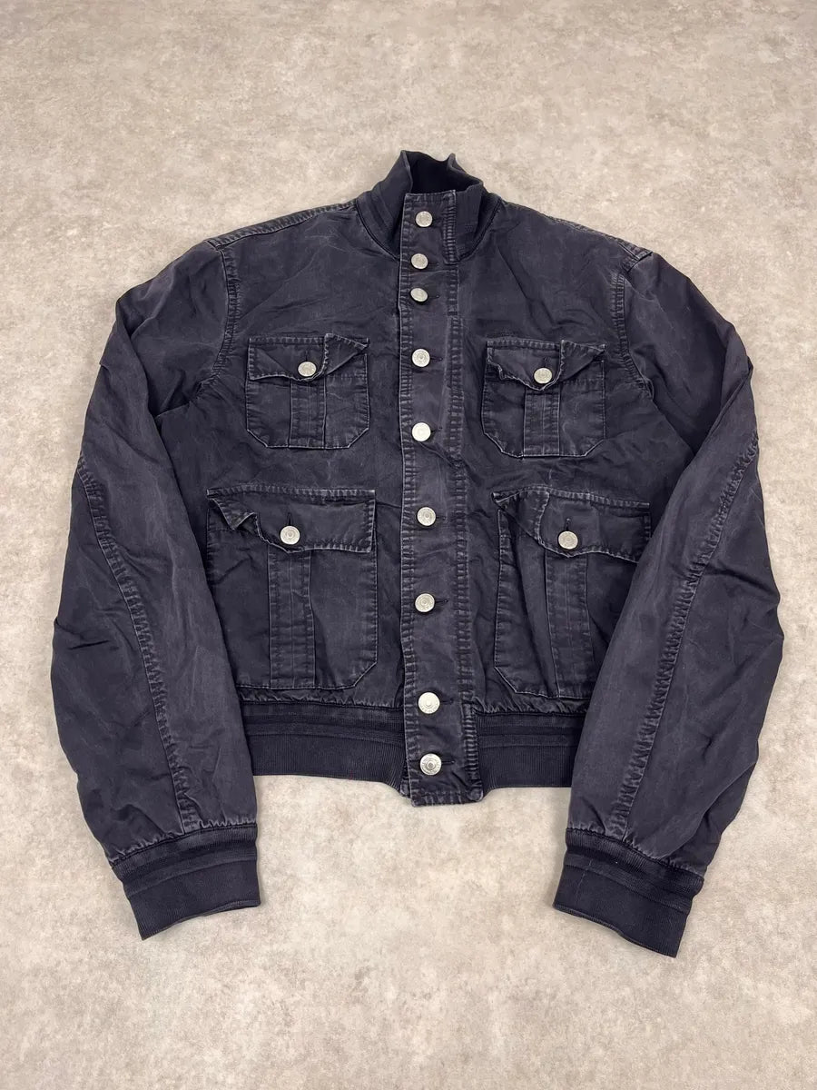 2000s Dsquared2 Navy Buttoned Denim Jacket MMfBrzU 3