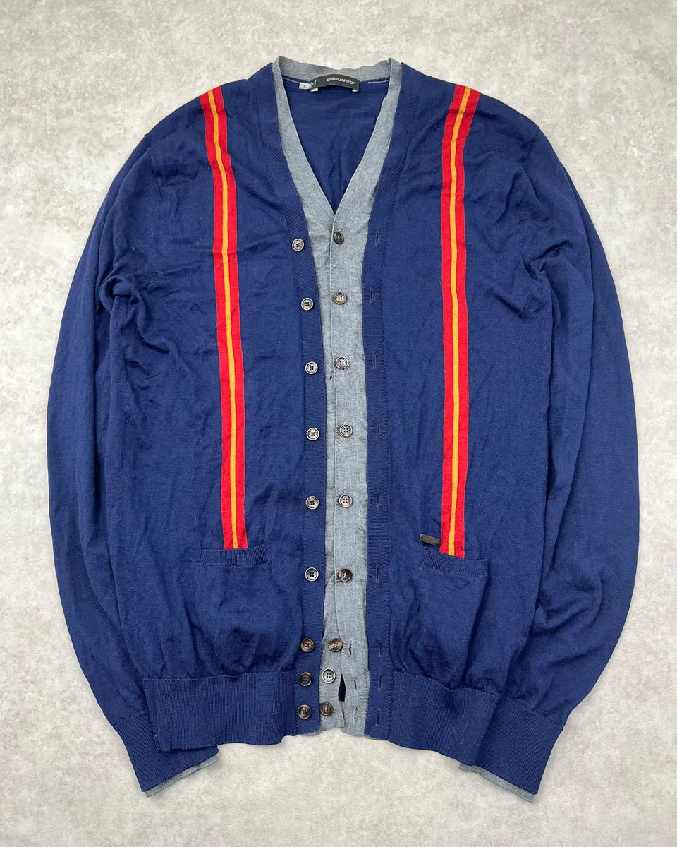AW2013 Dsquared2 Navy Layered Striped Cardigan pxbClOh 0
