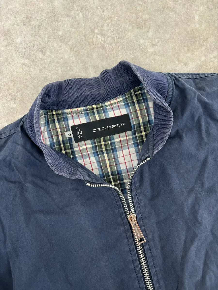 2000s Dsquared2 Navy Light Minimalist Bomber Jacket SqWvlGF 7