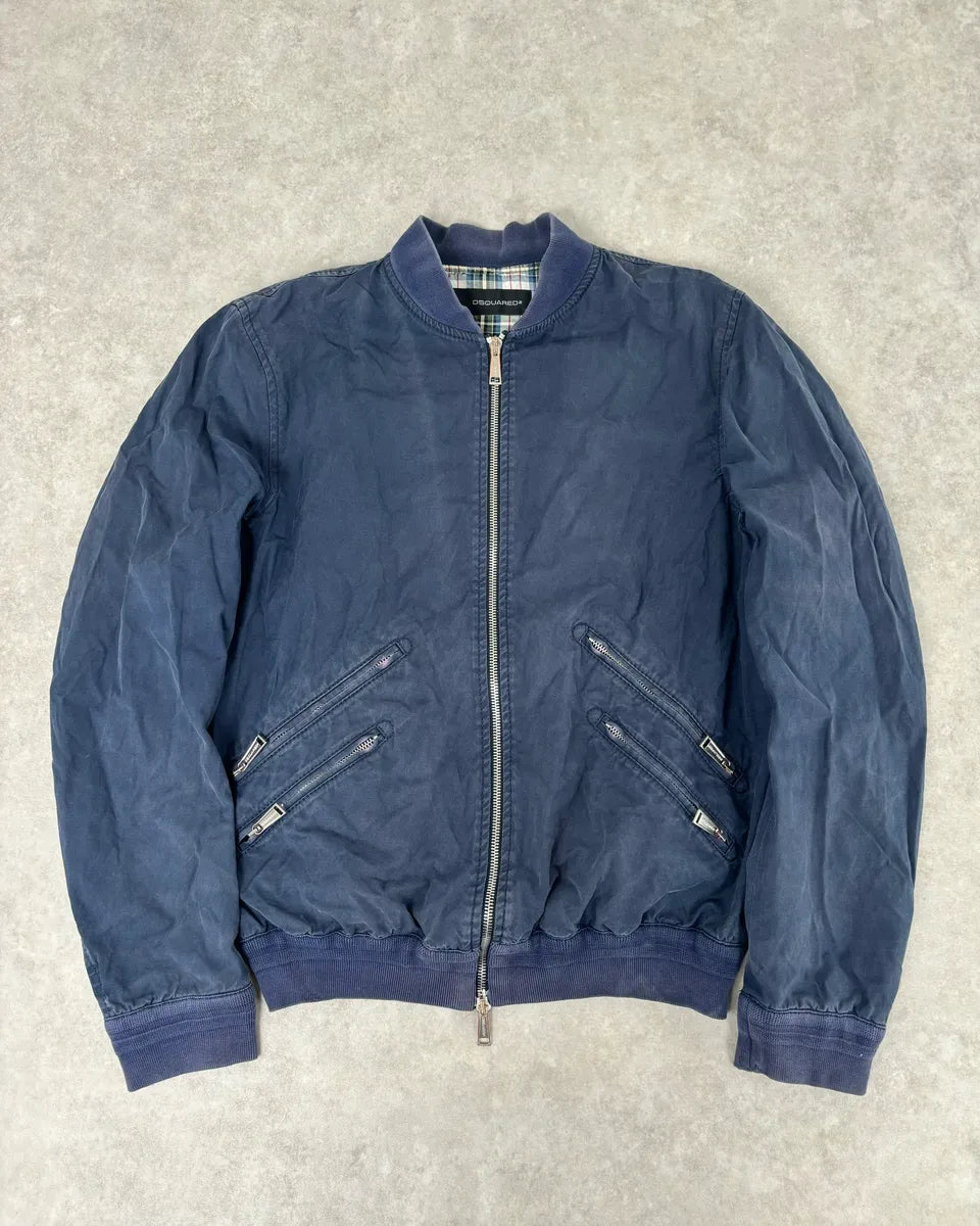2000s Dsquared2 Navy Light Minimalist Bomber Jacket SqWvlGF 0