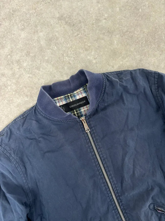 2000s Dsquared2 Navy Light Minimalist Bomber Jacket SqWvlGF 3