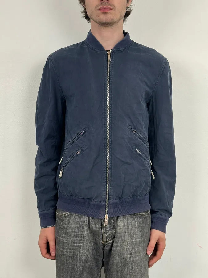 2000s Dsquared2 Navy Light Minimalist Bomber Jacket SqWvlGF 1
