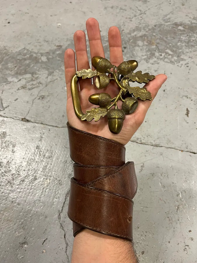 2000s Dsquared2 Nuts & Leaves Bucke Brown Leather Belt tmaQRIA 0