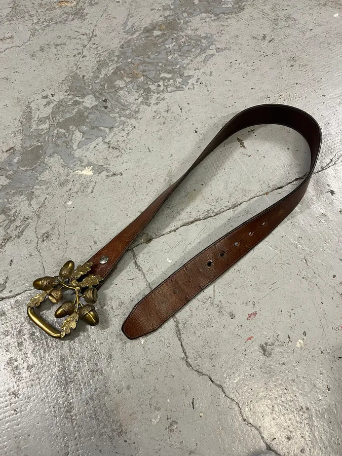 2000s Dsquared2 Nuts & Leaves Bucke Brown Leather Belt tmaQRIA 1