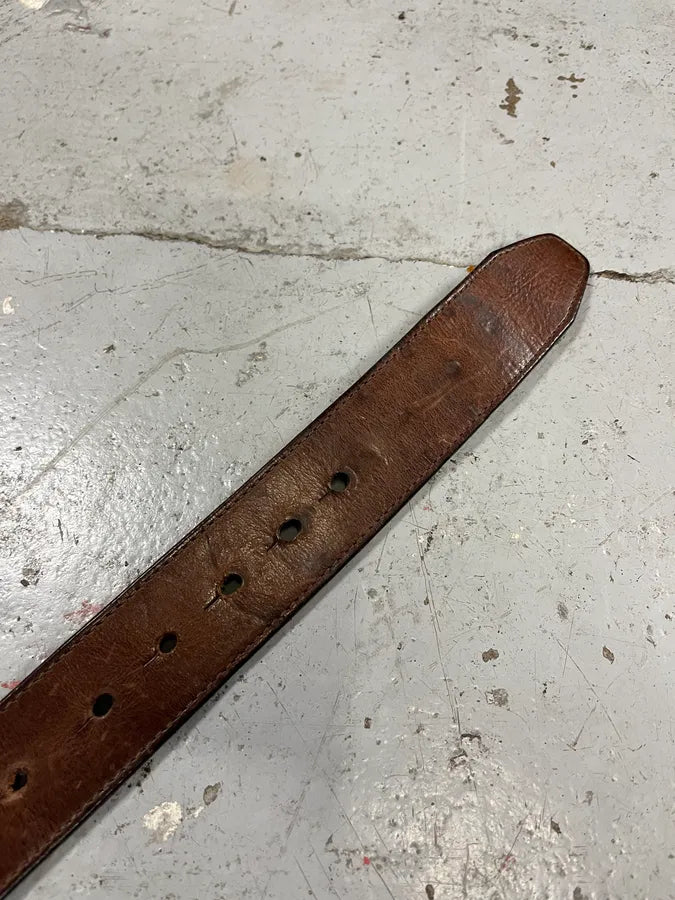 2000s Dsquared2 Nuts & Leaves Bucke Brown Leather Belt tmaQRIA 3