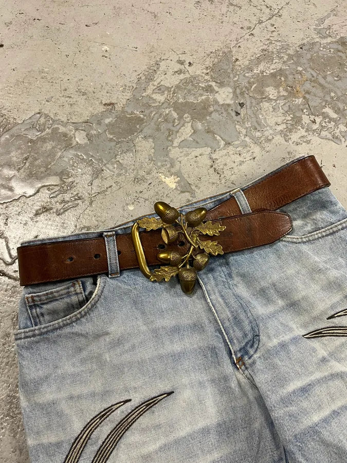 2000s Dsquared2 Nuts & Leaves Bucke Brown Leather Belt tmaQRIA 7